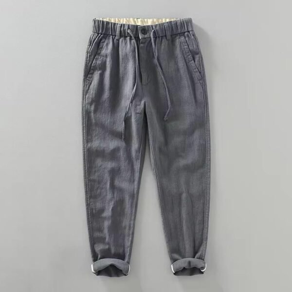 Spring New Men’s Solid Cotton Linen Straight Pants Male Oversized Elastic Waist Thin Trousers Breathable Casual Pants
